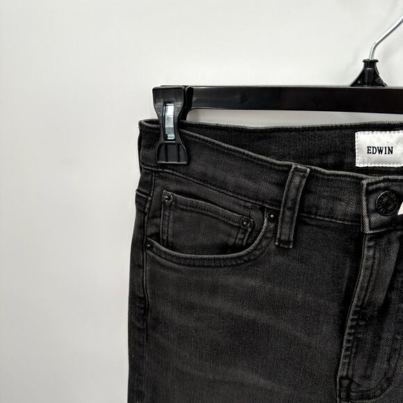 EDWIN NWT Elin Straight Long Black Denim Jean in Knight Rider // 00 (24) - Picture 7 of 14